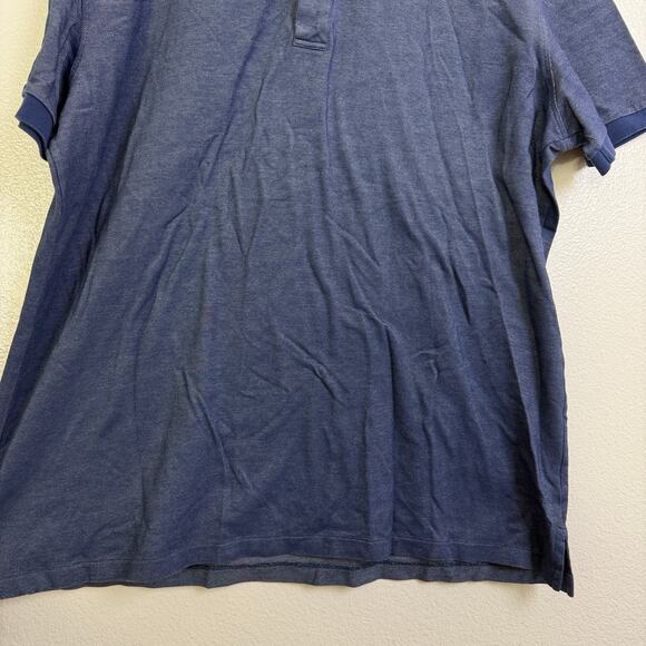 Ermenegildo Zegna Polo Shirt Blue Mens L/XL Short Sleeve Button Up Designer - Picture 4 of 9